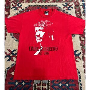 Vintage Eddie Guerrero Shirt Mens Large WWE Red Memorial Tribute Viva La Raza